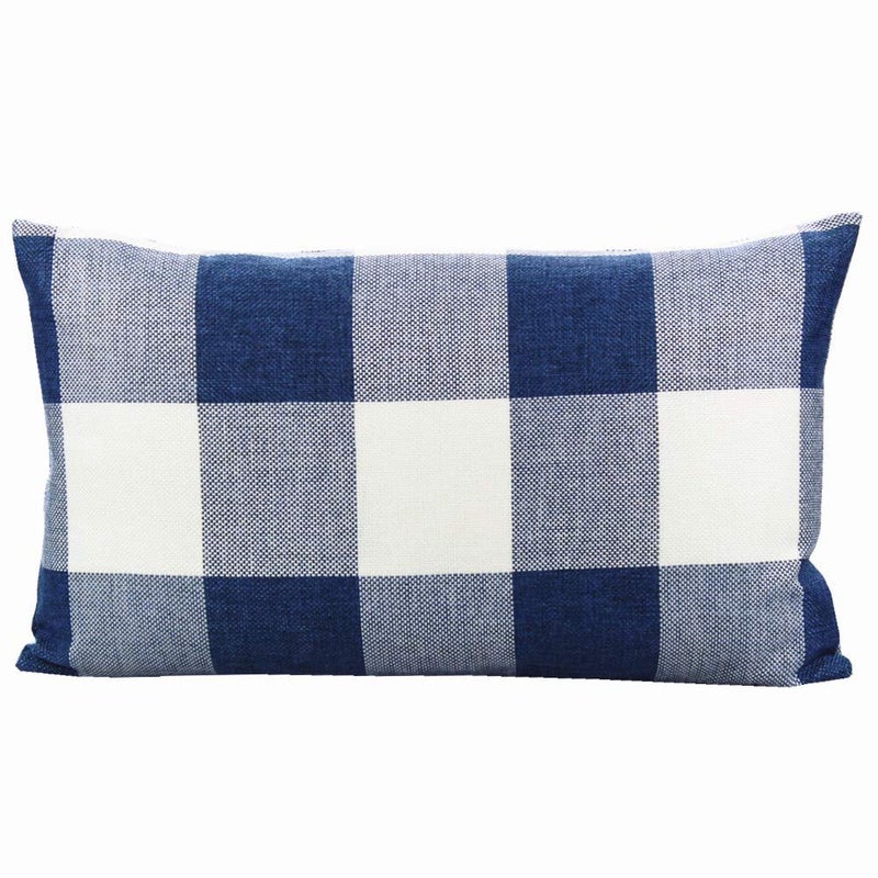 VAKADO 12x20 inch Pack of 2 Lumbar Buffalo Plaid Throw Pillow Covers Decorative Rectangle Farmhouse Retro Cushion Cases Home Decor for Couch Sofa Patio, Blue and White - Image 2